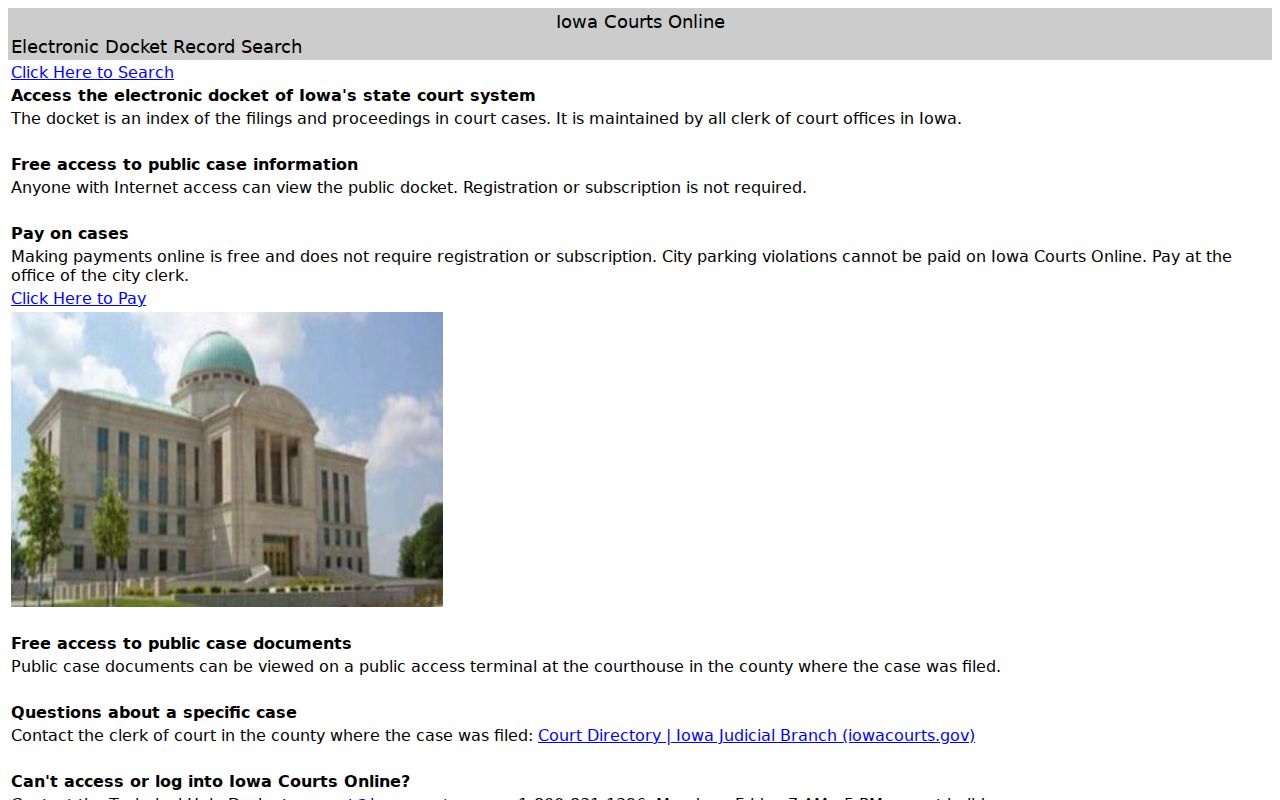 Iowa Courts Online search for Marion County criminal case records