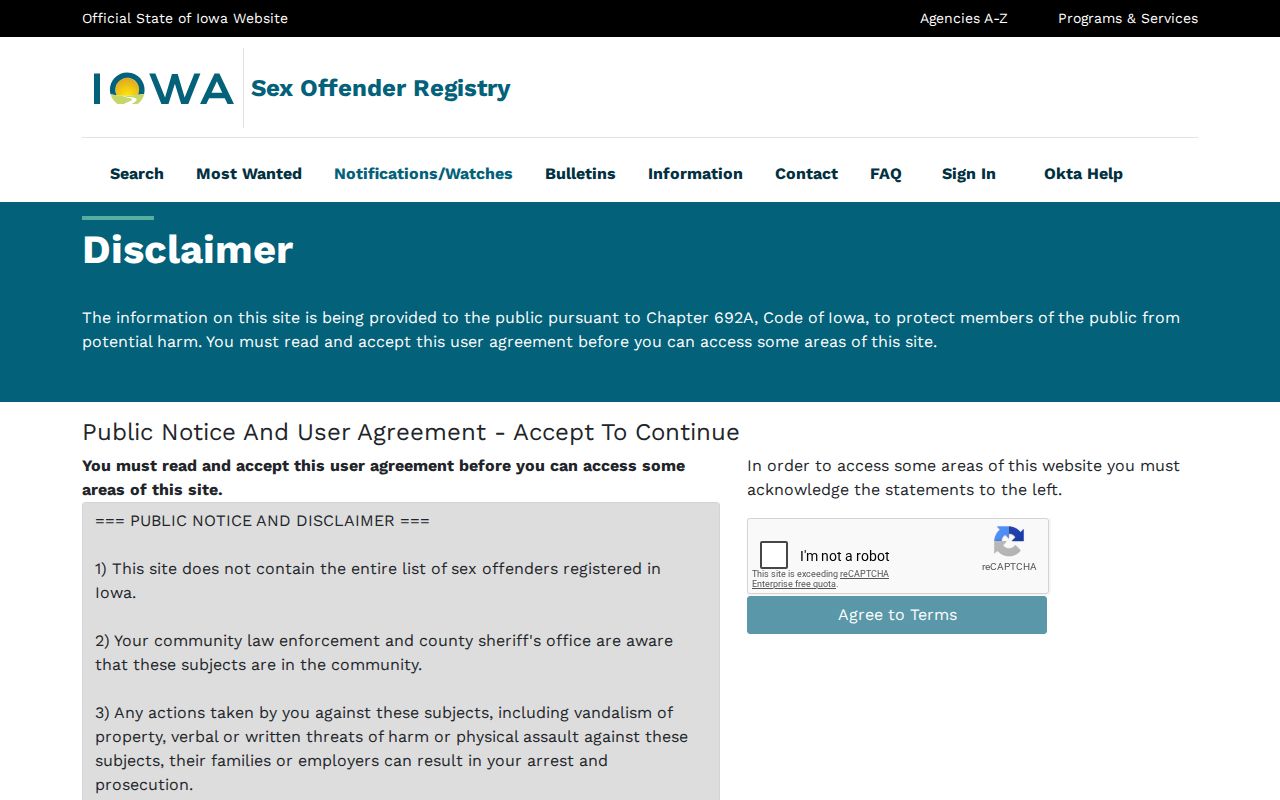 Iowa sex offender registry search for Marion County criminal records