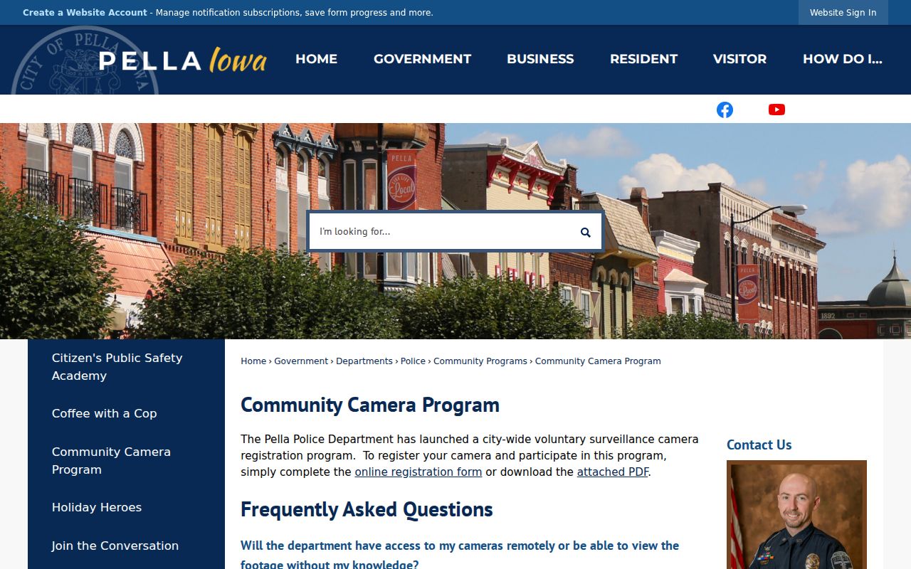 Pella criminal records context from the community camera program