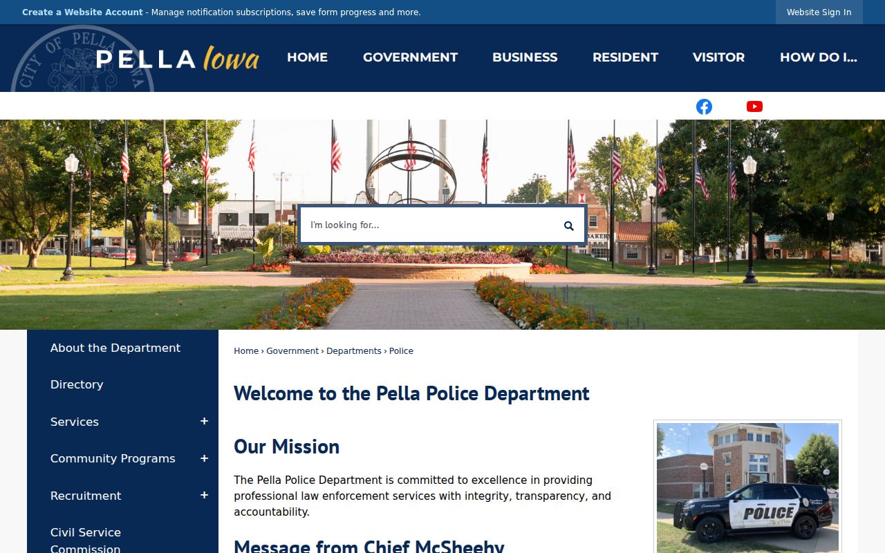 Pella Police Department source for local criminal history records