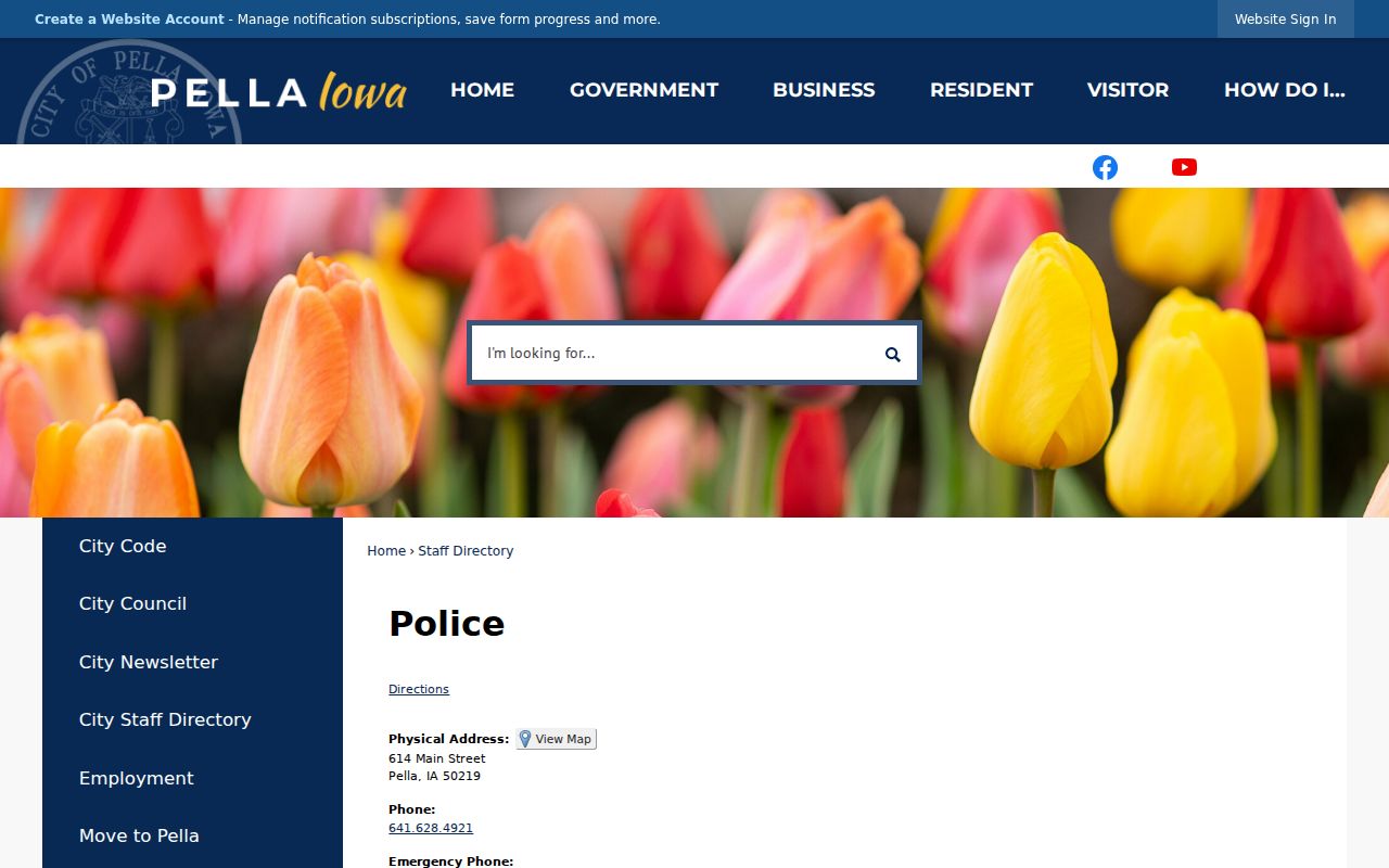 Pella criminal history contact directory for police records