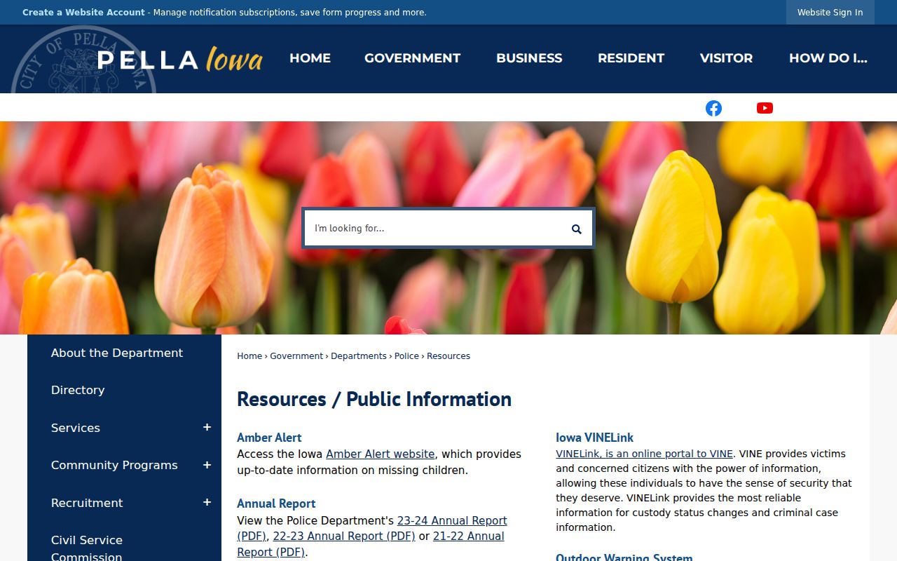 Pella criminal records resources from the police department